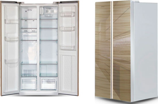 Холодильник Side-by-Side Ginzzu NFK-452 золотистое стекло