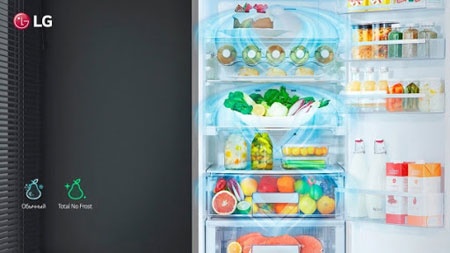 Система многопоточного обдува в холодильнике LG